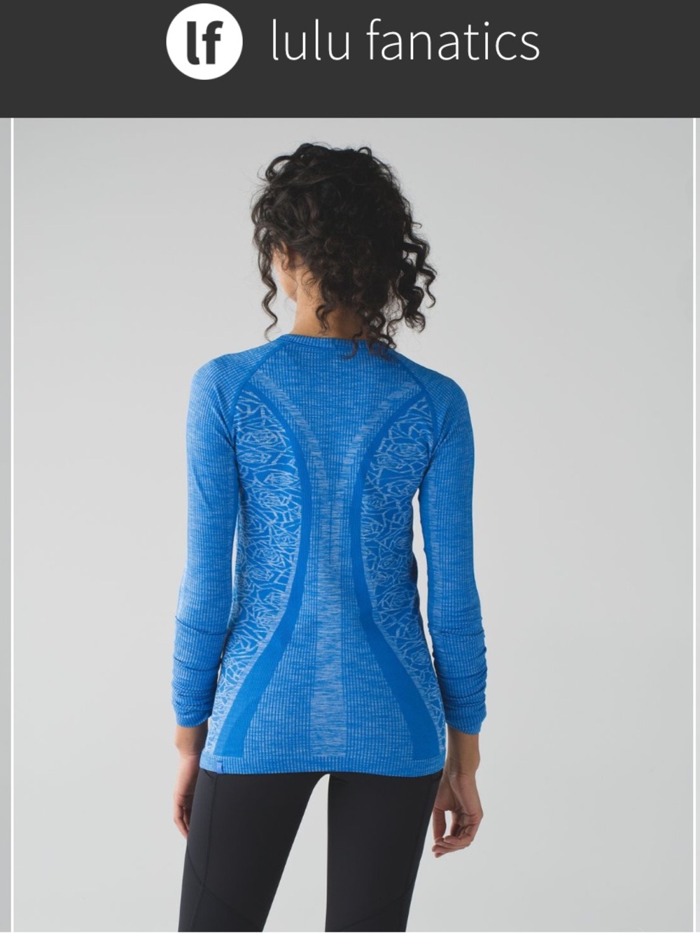Lululemon Restless Pullover Sz 4 Heathered Lakeside Blue Floral Roses 579